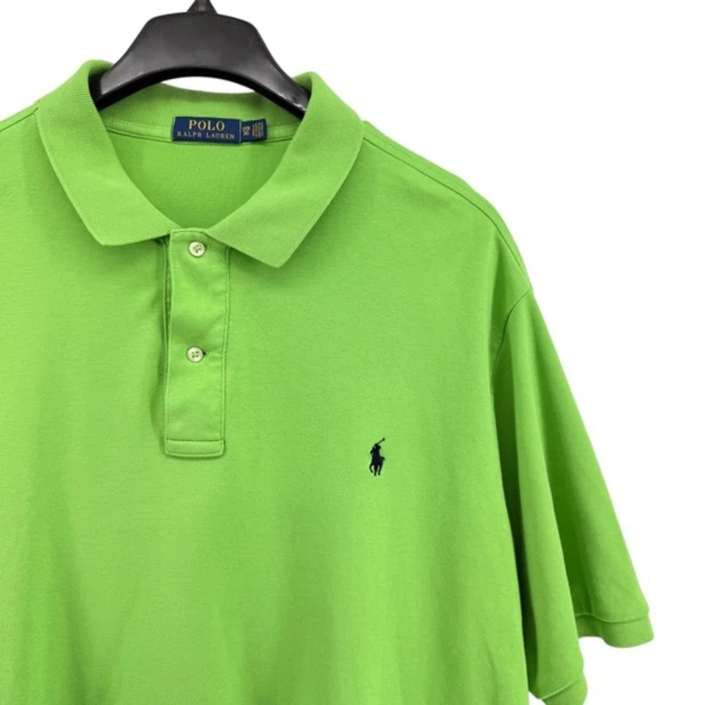 Polo Ralph Lauren Mens 3XB Pre-Owned Jersey Polo Shirt Green Pony Classic‎ Fit